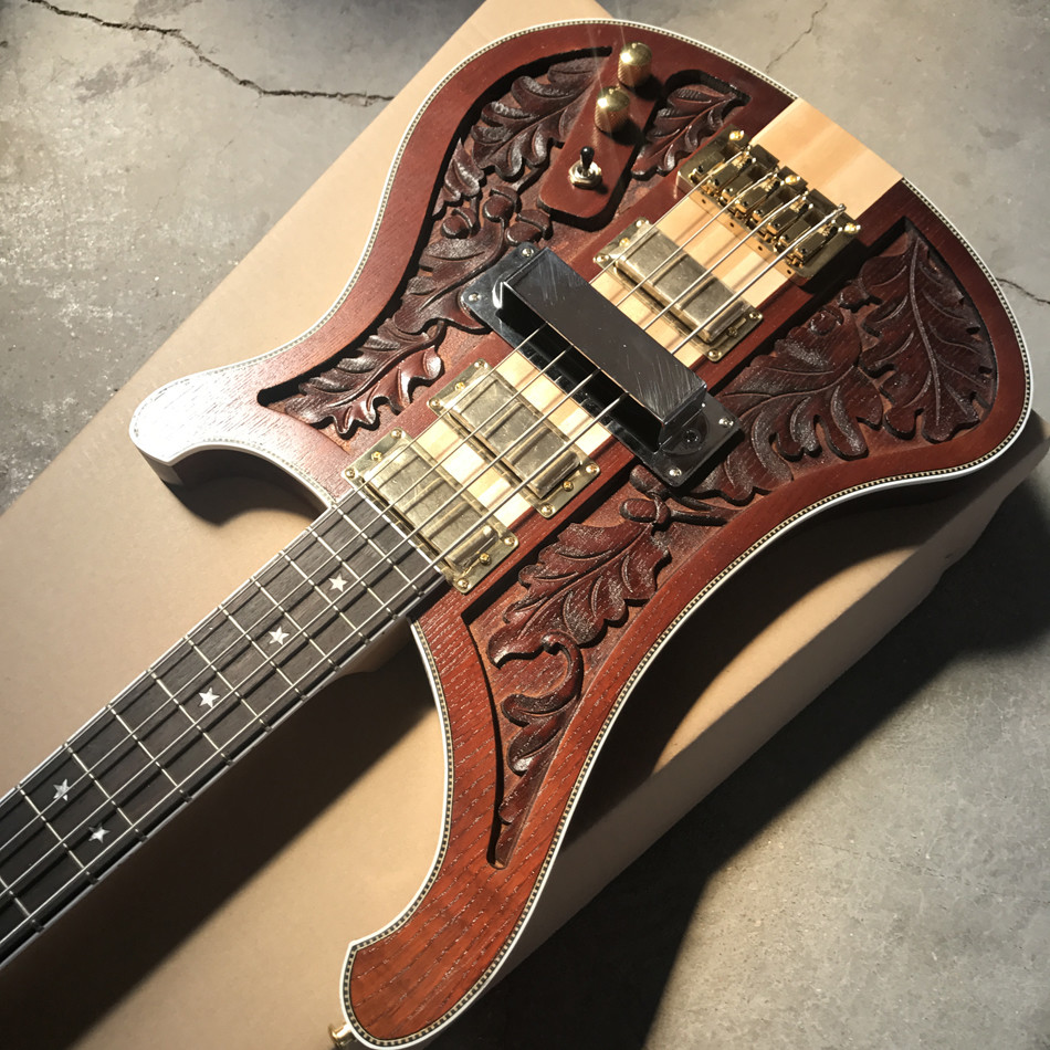 2018 new style high quality custom of carving high-quality custom 4 string bass guitar, ebony fingerboard