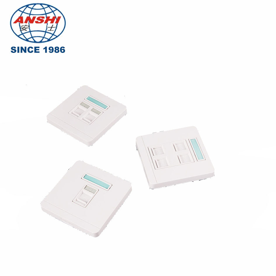 ANSHI Network 86 Faceplate Cat5e Cat6 Cat7 Faceplate Ethernet Wall Socket Rj45 Face Plate 86x86mm Dual Port