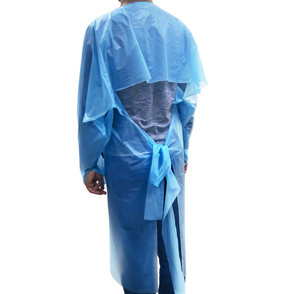 Non Toxic Disposable CPE Gown Fluid Resistant With Elastic Cuffs