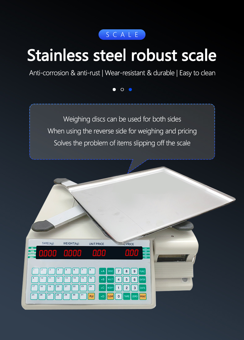 Supermarket 3kg Digital Computing Scale with Barcode Label Printing and Paper Roll Holder