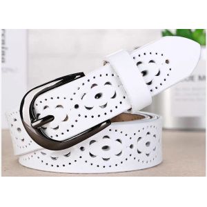 China White Width 35mm Women's Fashion Leather Belts Custom Logo wholesale