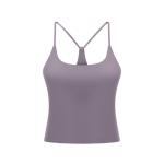 Removable Pads Y Back Spagettie Straps Fitness Womens Camisole With Bra Sport