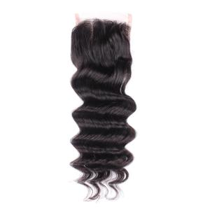 China 4x4 Lace Closure Indian Loose Wave Closure With Front Baby Hair 10&quot; to 22&quot; wholesale