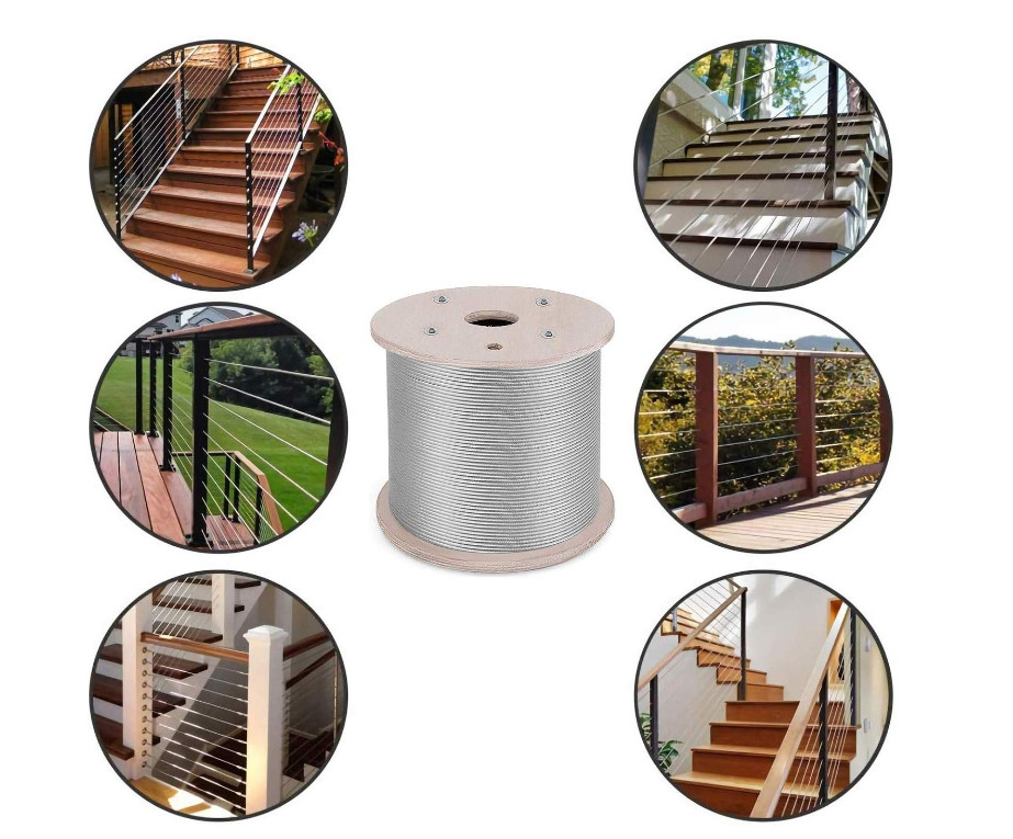 1/4" Stainless Steel Aircraft Cable 7x7 For 500FT Length T316 Deck Railing Hardware Kits
