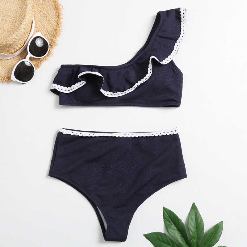 Tiered Layer Tie a Knot Front Top With Low waist Bikini swimsuit high cut