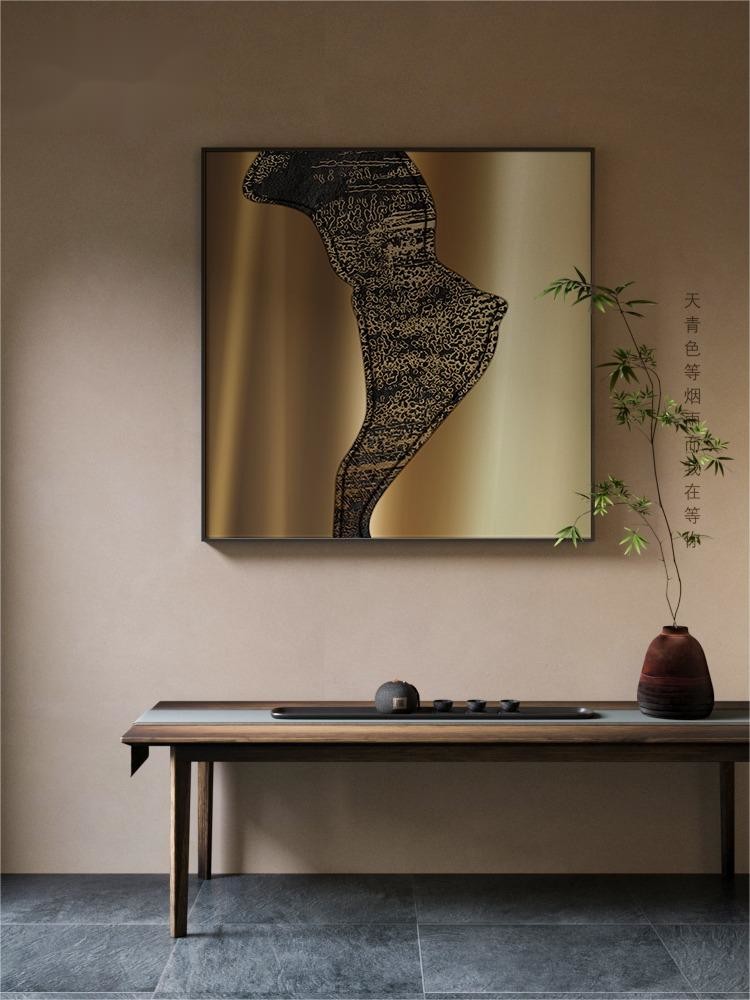 Custom Golden Premium Square Wall Art Hotel Entryway Metal Decor Painting Mural
