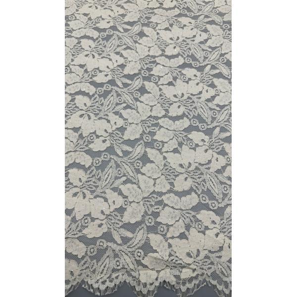 White Embroidered Lace with Mesh Precision Breathe Fabric for Formal Clothing