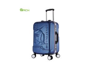 China Embossed ABS PC Travel Luggage Bag With Aluminium Frame wholesale