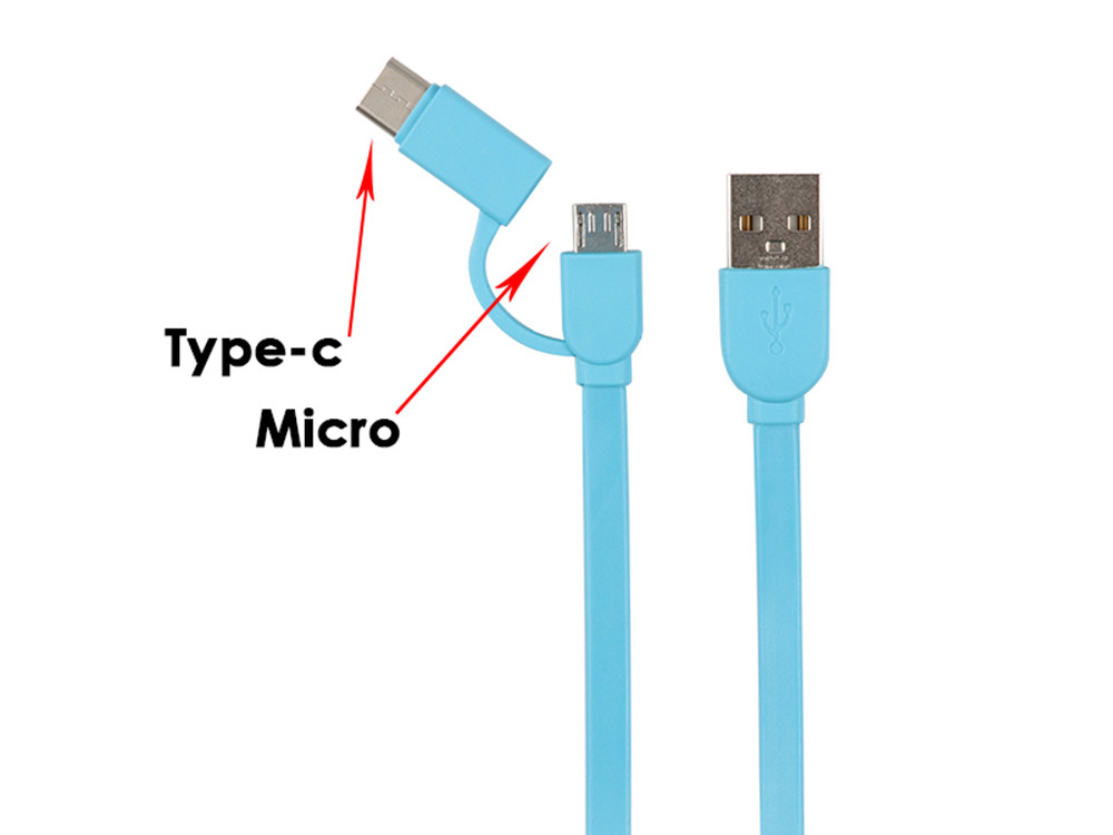 2 In 1 Micro Type C USB Extension Cable 2.1A For Smartphone Length 1M OEM ODM