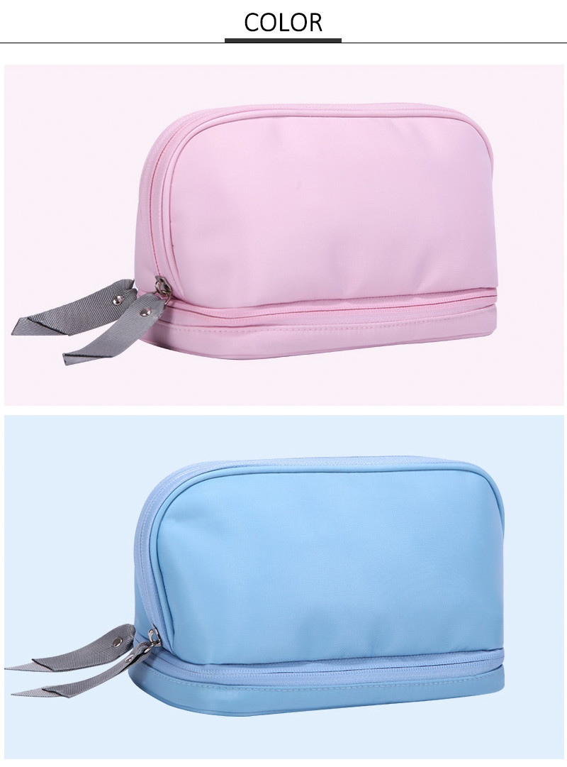 Artist Double Zipper Travel Mirror Polyester Cosmetic Bag