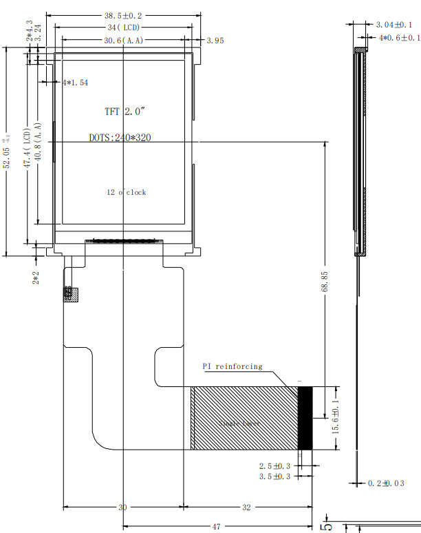 IPS 2 Inch TFT LCD Display Screen With SPI RGB Interface 240x320