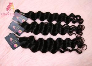 China Natural Color Virgin Indian Hair / Malaysian Wave Hair Bundles Cuticle Aligned wholesale