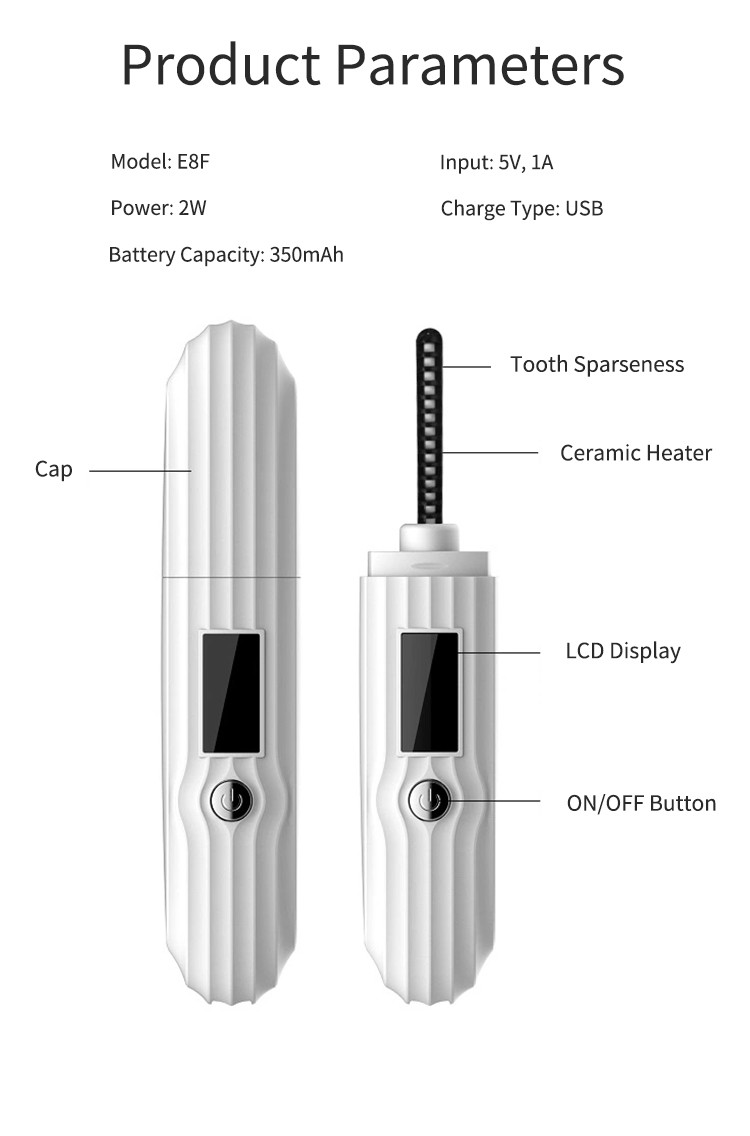 AAA Battery USB Charge 2W 350mAh Heated Eyelash Curler