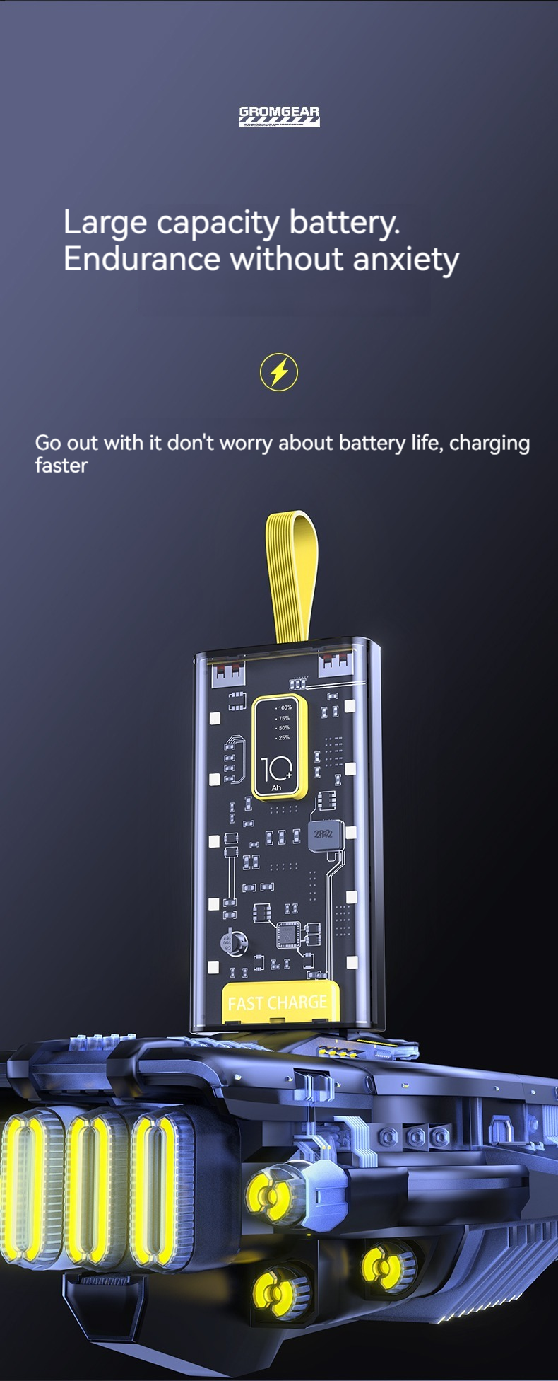 TYPE-C Input Interface Power Bank Transparent 10000mAh Mobile Power Supply for iPhone 15 14