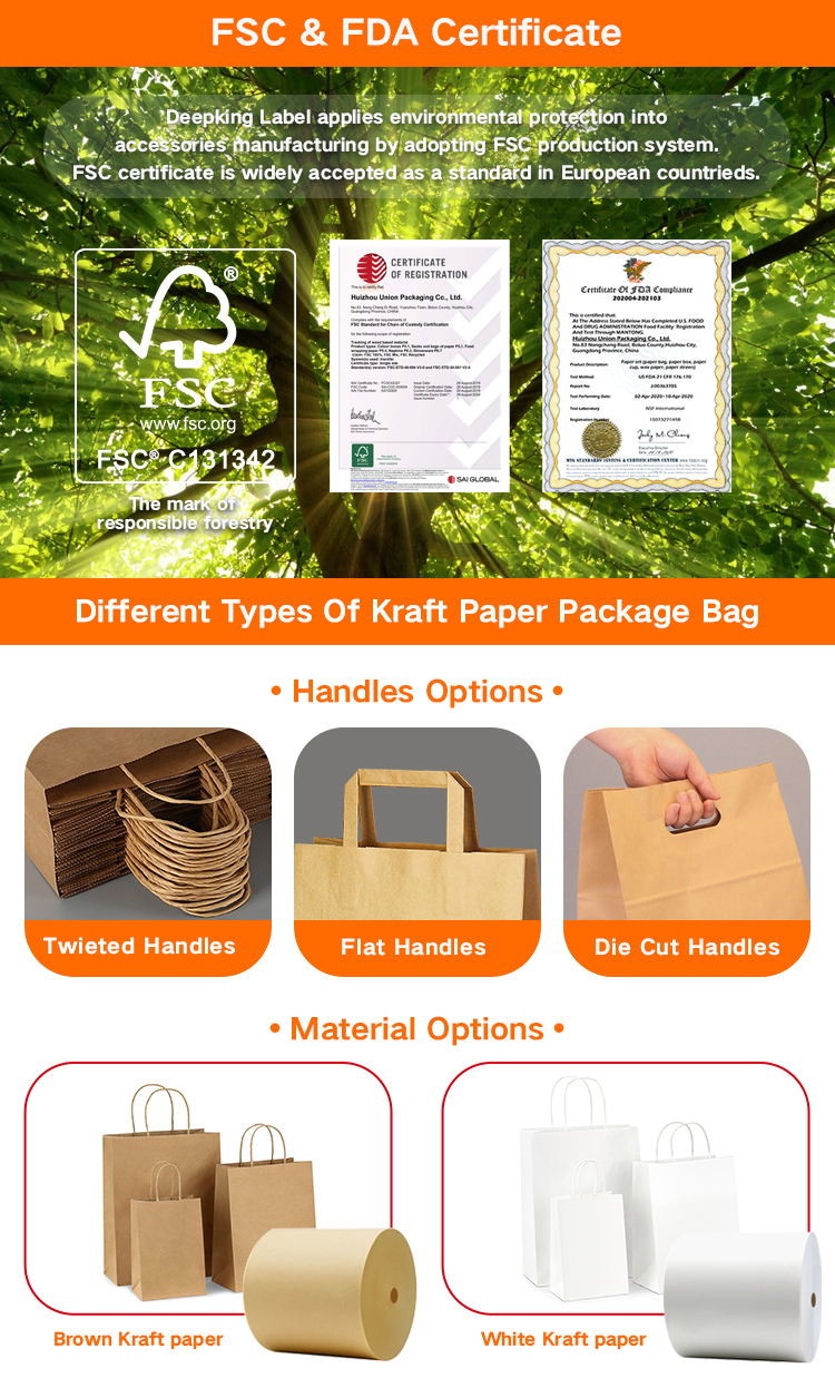 Greaseproof Fried Food Kraft Paper Bags Printed Oil Proof Bread Hamburger Donuts Takeaway