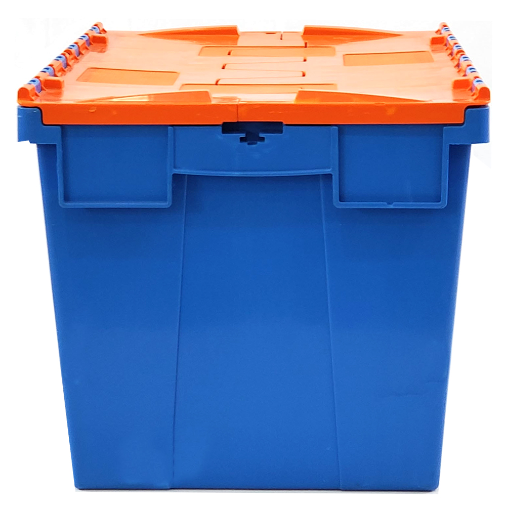 67 liter Warehouse Stackable Collapsible Crates Heavy Duty Storage Containers Attached Lid