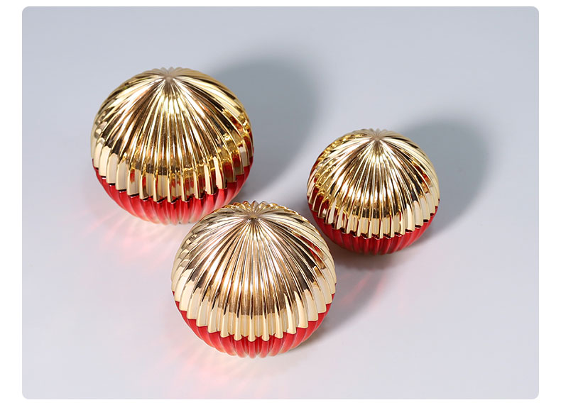 Red Gold Gradient Plastic Cosmetic Bottles 50g Cream Jar Sphere Shape Acrylic Collar Material