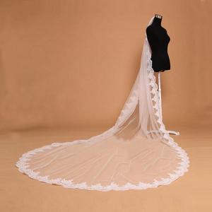China 3m Ivory Bridal Veil Jacquard Lace Edge with Cord wholesale