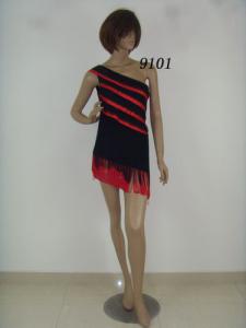 China Mature Harem Competition Dance Costumes Diagonal Neckline Red Ladies Knee Length Skirts wholesale