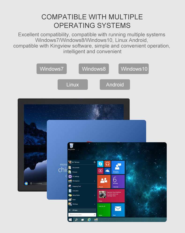 13.3 Waterproof Embedded Touch Panel PC With Capacitor Resistance Screen