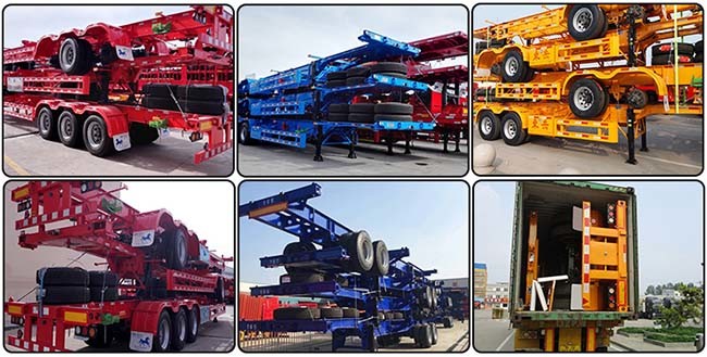 Q345B Skeleton Container Semi Trailer 40000kg Truck Trailer Chassis