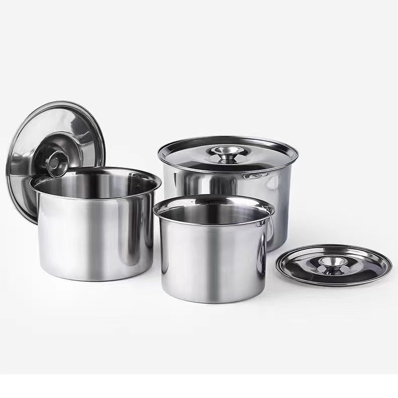 Stainless Steel Round Sauce Bucket Container With Lid