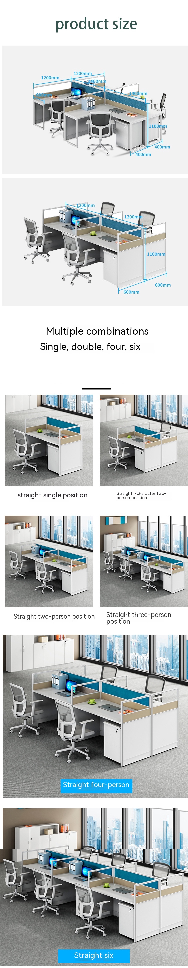 L-shaped Corner Modern Simple Partition Financial Screen Office Desk for Staff Workstation