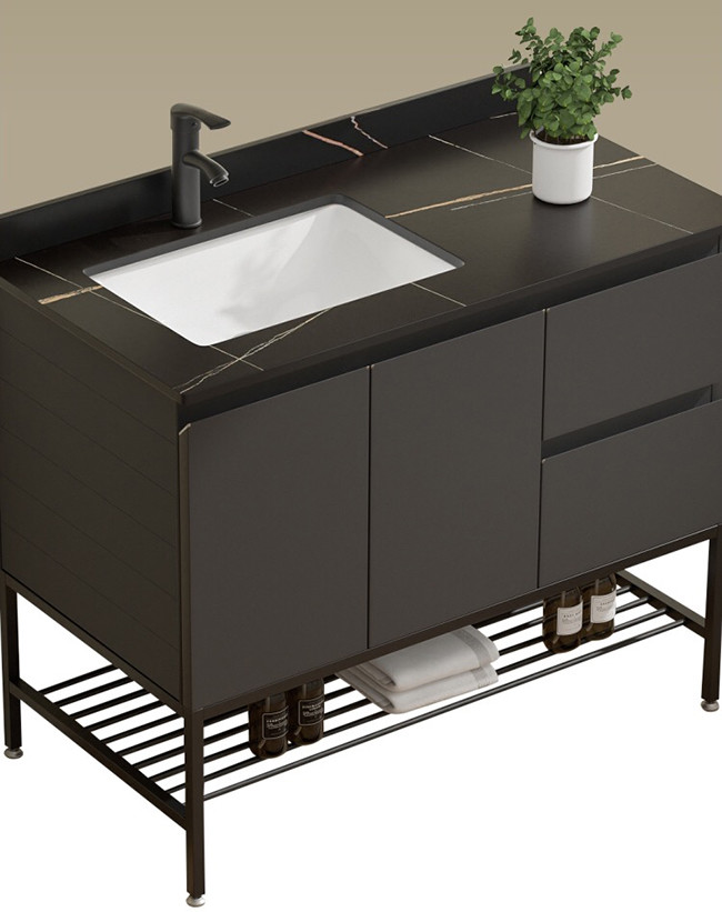 Acrylic Finish Bathroom Vanity Units Cabinet Solid Color With Drawer