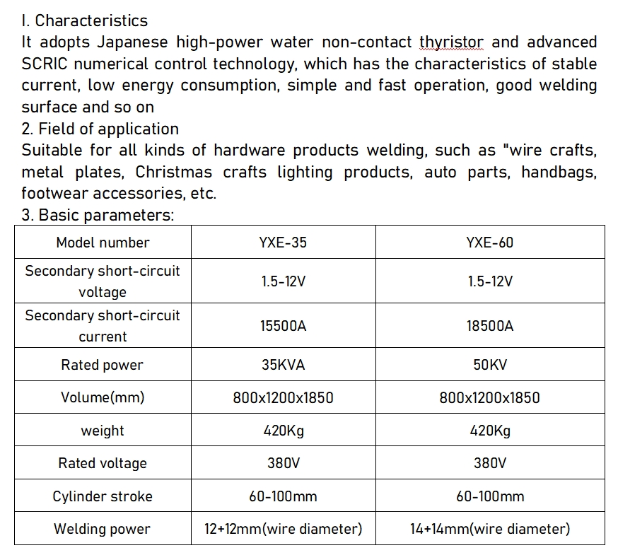 15% Duty Cycle Pneumatic Spot Welder YXE-35 Custom with Pressure Vessel Core Components