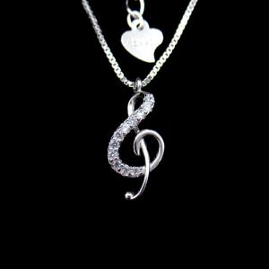 China 925 Silver Music Treble Clef High Note Necklace Rhythm For Musician / Wedding Jewelry Necklace wholesale