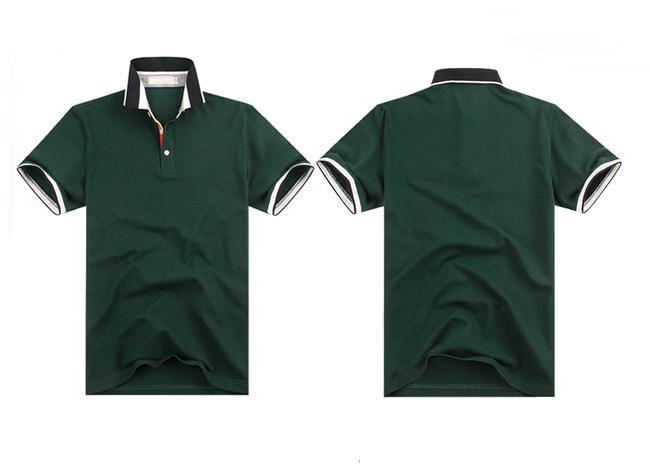 Slim Fit Cotton Polo Shirts Embroidered Black Lapel / Custom Polo Tee Printing