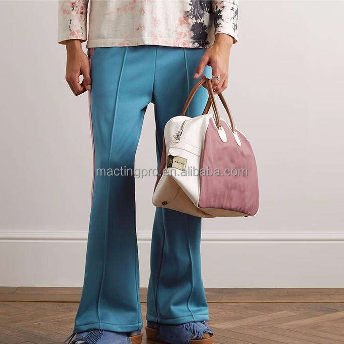 Polyester/Cotton Y2K Men Women Casual Joggers with Flared Wide Leg and Side Stripes