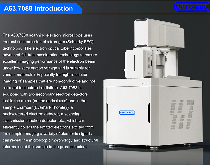 Opto Edu A63.7088 Schottky Field Emission Gun Scanning Electron Microscope SE+CCD 1x~2000000x