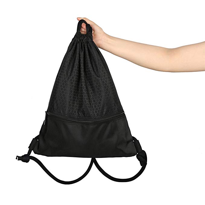 Promotional Mesh Drawstring Bags Bulk , Nylon Drawstring Sports Bags Sturdy With Zipper