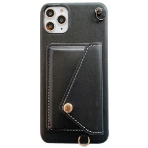 China Neck Strap Phone Case , Leather Mobile Cover Adjustable Length Goes With A Card Holder wholesale