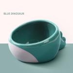 Green 13*7cm 10*5cm Round Pet Ceramic Bowl Dinosaur Shape Anti Vomiting Ceramic