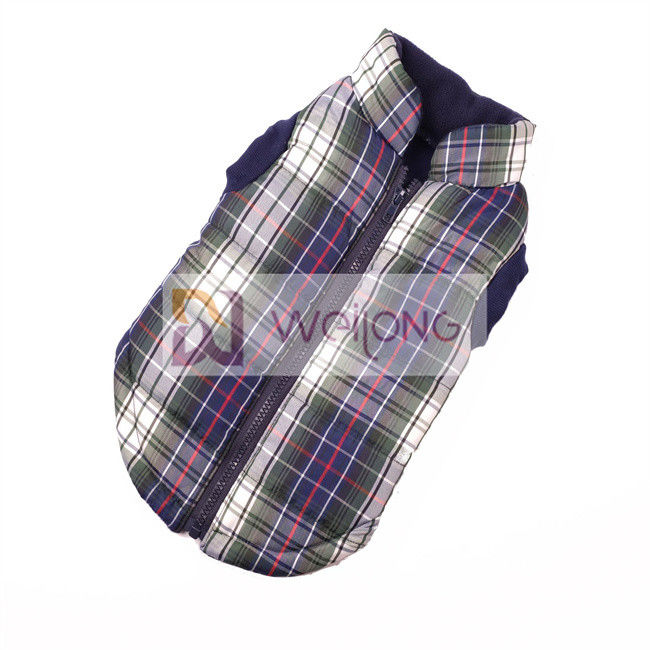 Christmas Plaid Dog Jacket 2*2 RIB Good Elasticity Opening zippered dog coats