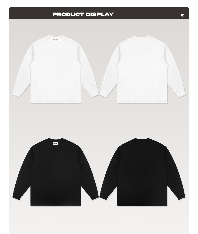 Knitted American Vintage Boxing Print Long Sleeve T-Shirt for Men Women Heavy Gym Base