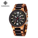 Man Black Dial Wooden Quartz Watch Business Wristwatch Water Proof 1019-1