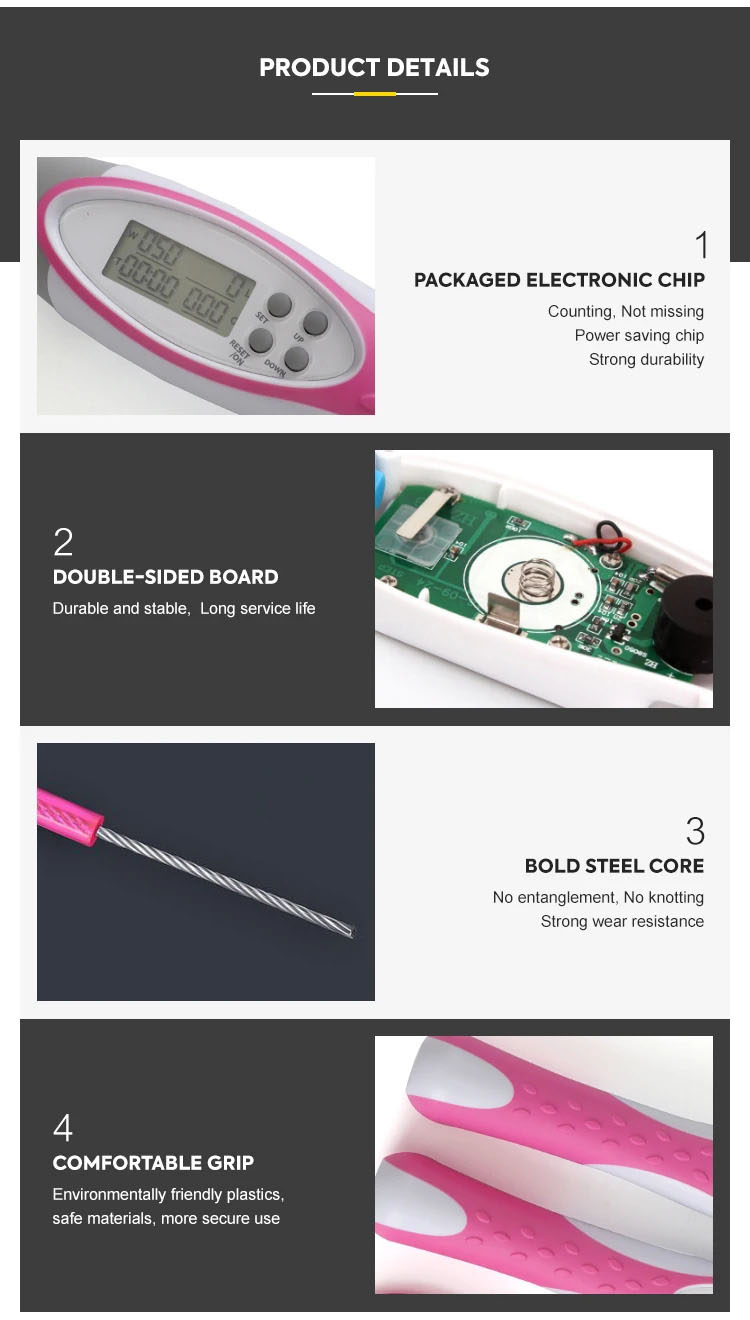 Anti Slip Handle Weighted Jump Rope Neutral Gender Pink Speed workout skipping rope