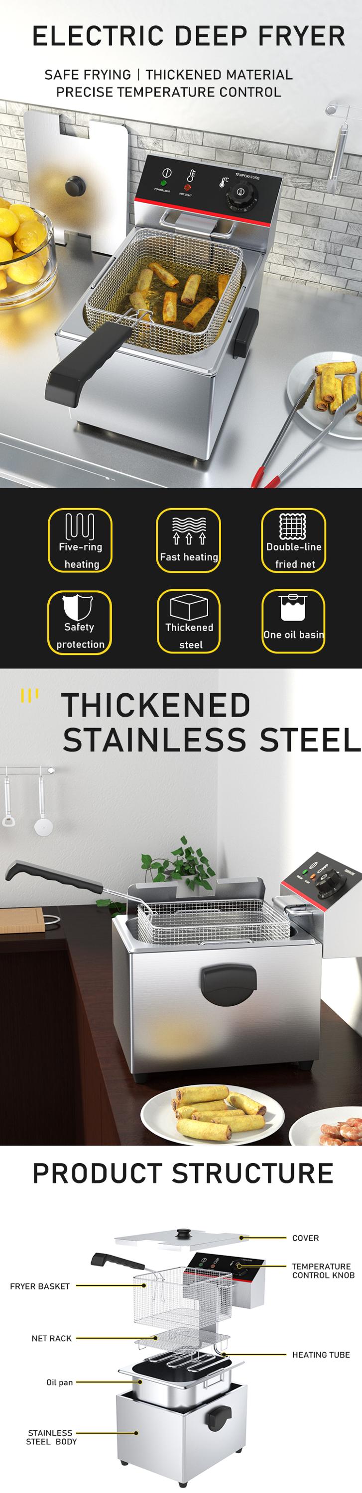 8L Electric Stainless Steel Deep Fryer for Durable and Long-Lasting Performance