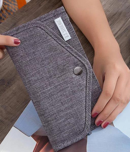 Nylon Material Credit Card Organizer Wallet / Card And Money Holder With Snap