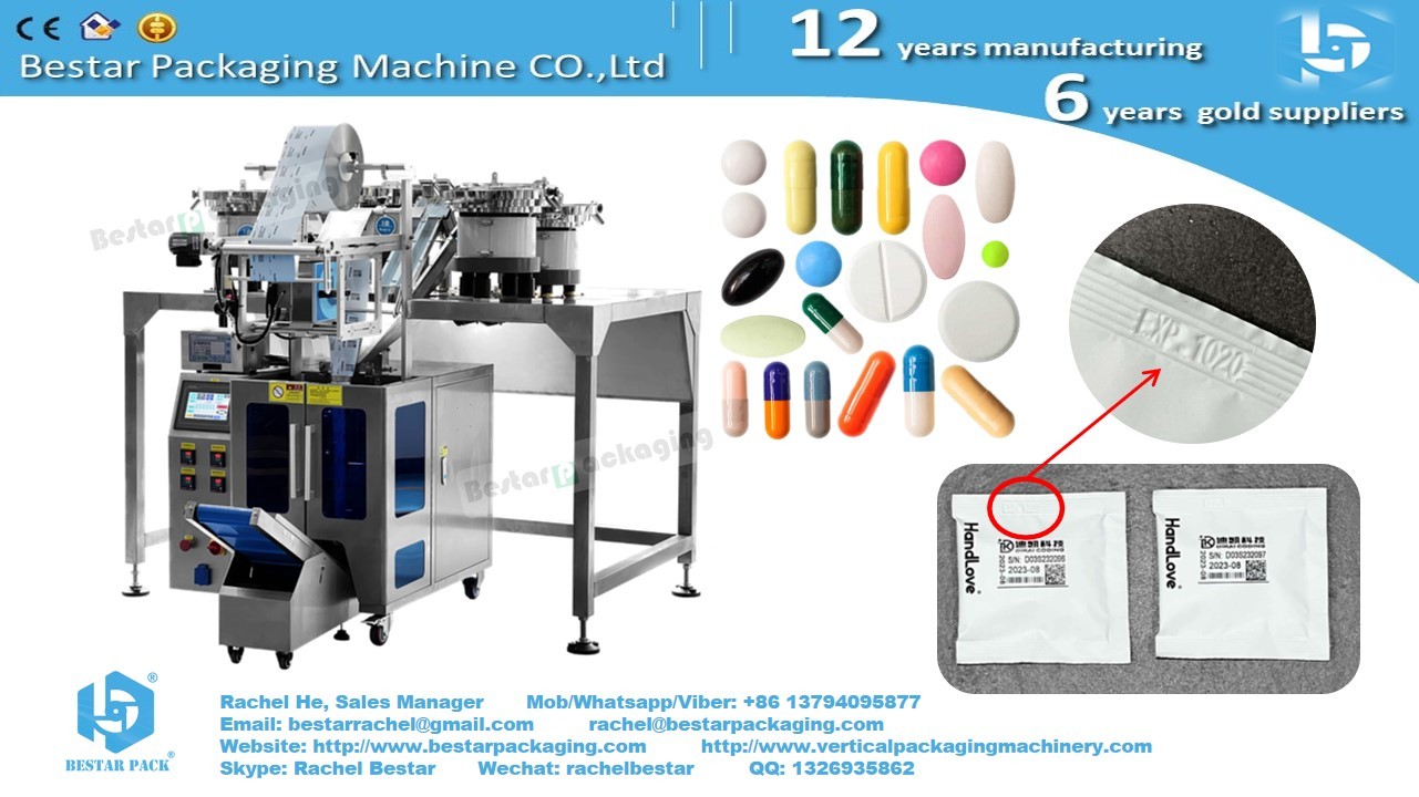 Capsules automatic counting packing in 3 side sealing sachet with easy tear notch