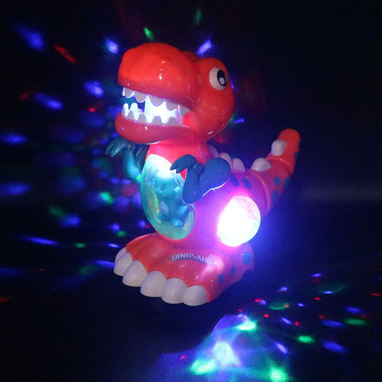 Plastic Electric Dinosaur Model with Music and Lighting Universal Rotation Puzzle Toy