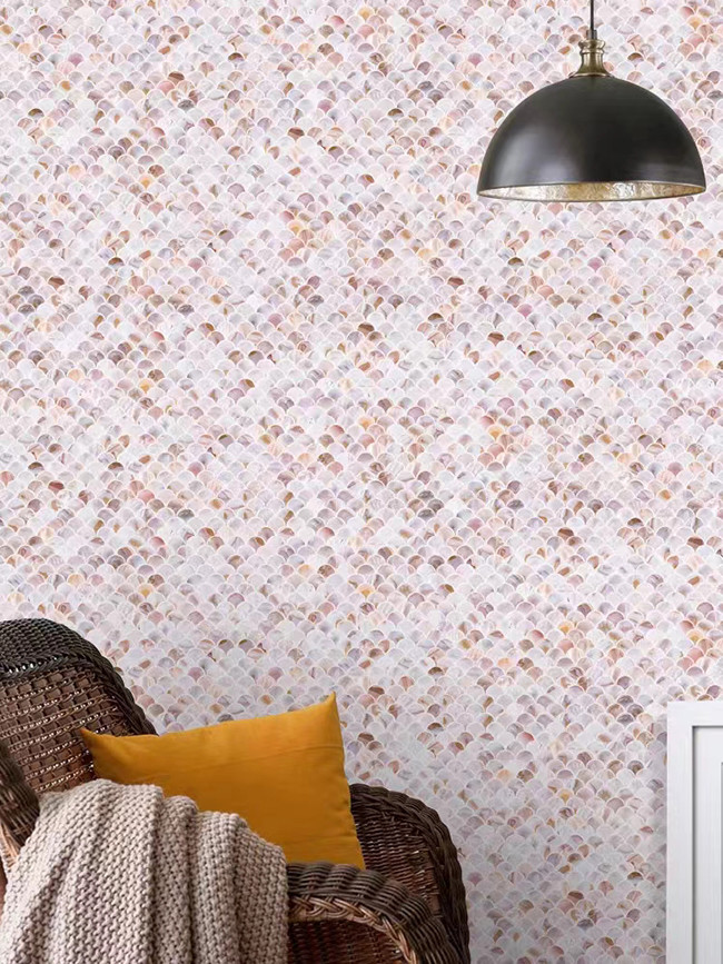 Fan Shape Natural Shell White Pattern Mosaic Tile Mother Of Pearl Backsplash Wall Tile