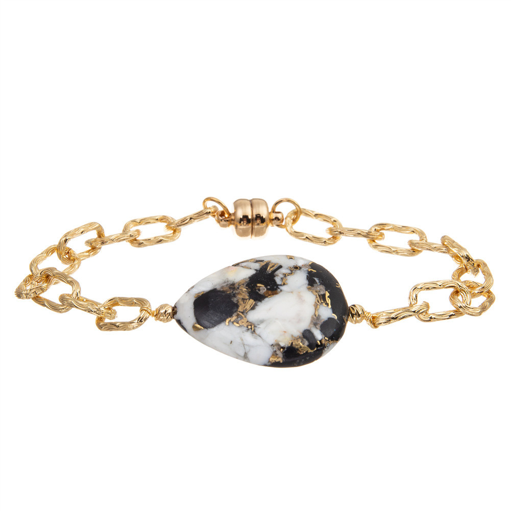 Jewelry Gold Plated Handmade Magnetic Clasp Chain Link Bangle Bracelet For Women