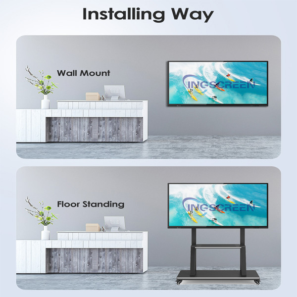 Android 8.0 Classroom 75 Inch Capacitive Interactive Whiteboard 4K Display For Meeting