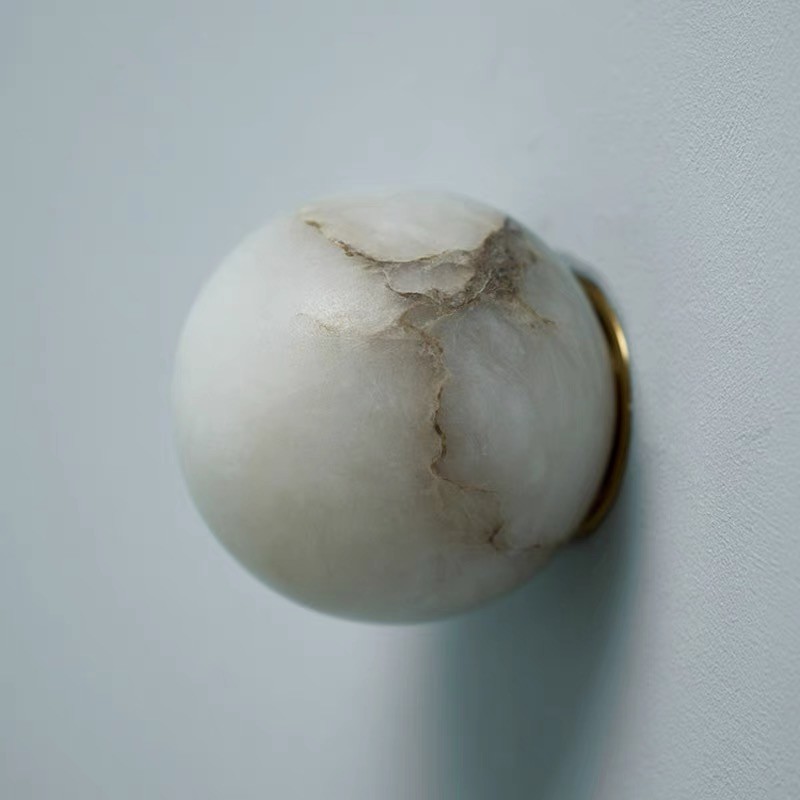 White marble led round and long and plating gold wall lamp for hotel