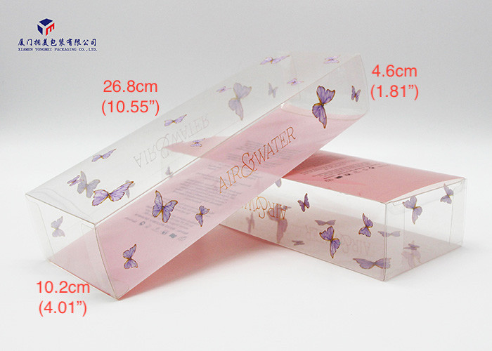 Custom Printed Plastic Boxes Rectangle Shape PET Plastic Box Gold Hot Stamping