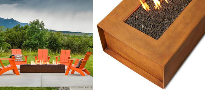 Corten Steel Courtyard Decoration GN-FP-307 Gas Propane Heating Fire Pit
